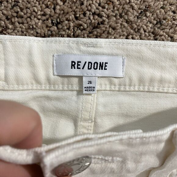 RE/Done Orginals 90s High Rise Ankle Crop Jeans Size 26 Cream White - Picture 8 of 11
